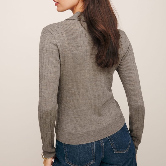 Reformation Hermia Regenerative Merino Polo XL Oatmeal - Picture 5 of 5